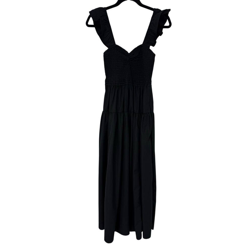 Abercrombie & Fitch Black Smocked Ruffle Strap Tiered Maxi Dress Size S - Picture 3 of 9